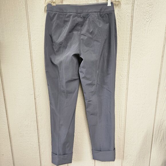 Yansi Fugel Gray Pants Size 6 Cuffed Work Slacks Flat Front Cropped - Picture 2 of 5